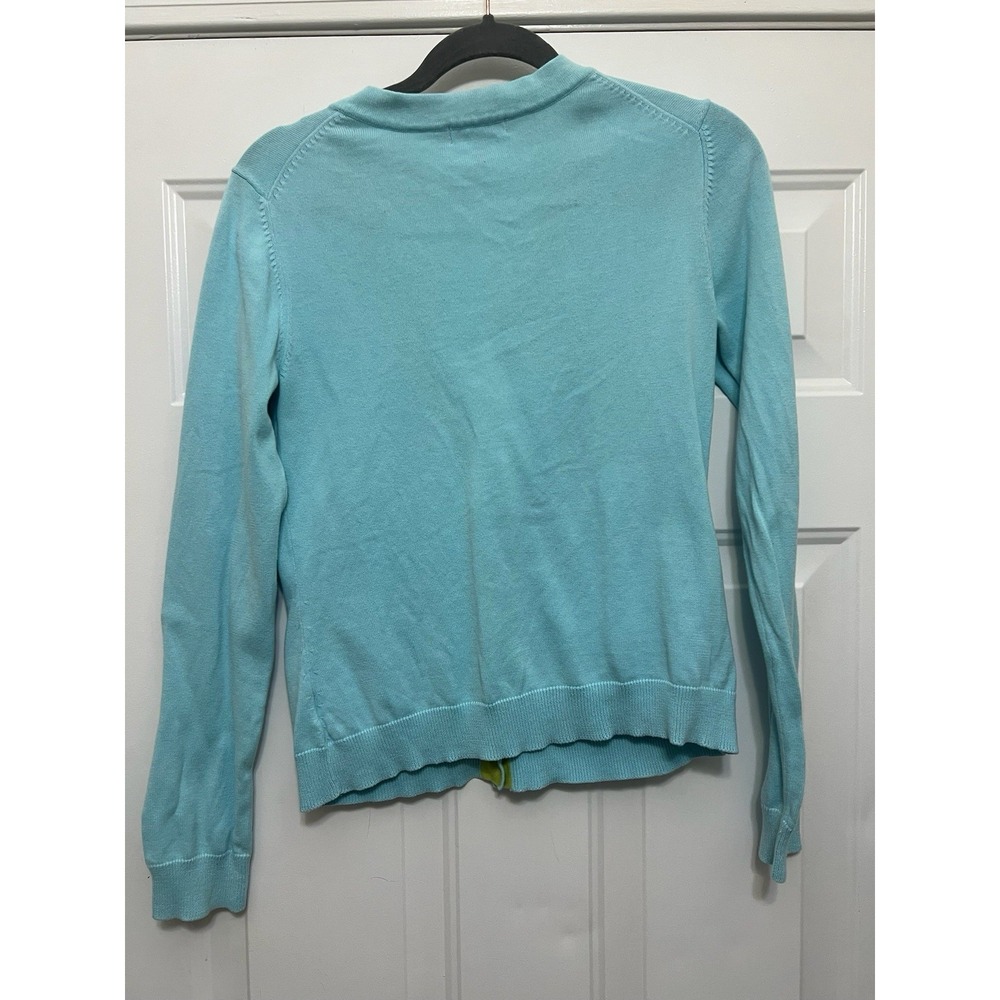 Lilly Pulitzer Solid Teal Blue Cardigan White Buttons Womens Size Small S - Picture 2 of 5